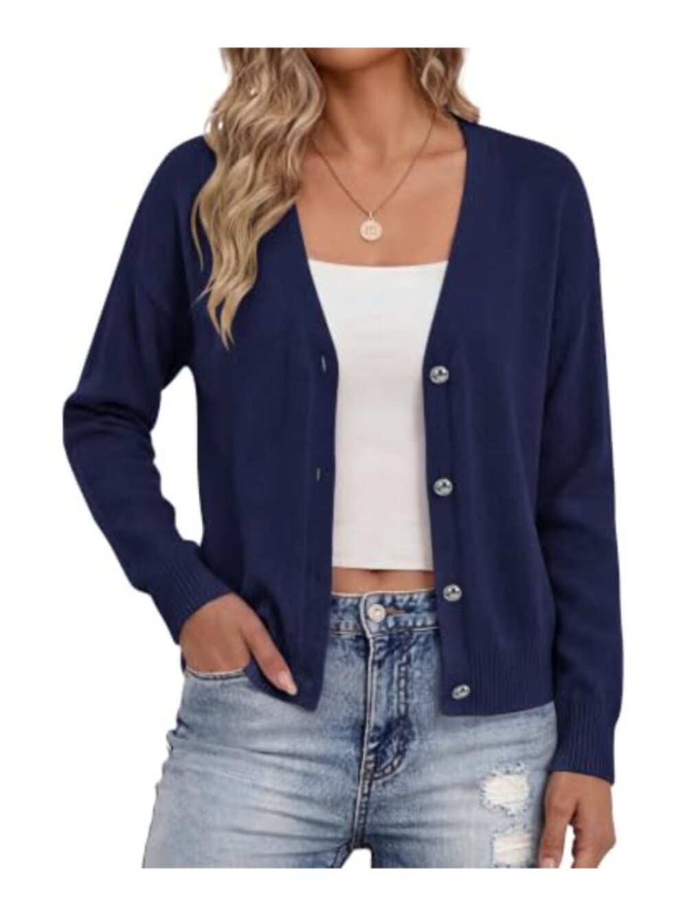 Womens Relaxed Fit Midweight Button Front Cardigan Long Sleeve